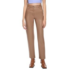 ARITZIA WILFRED The Melina Pant Faux Leather High Rise Straight Leg Camel Size 4